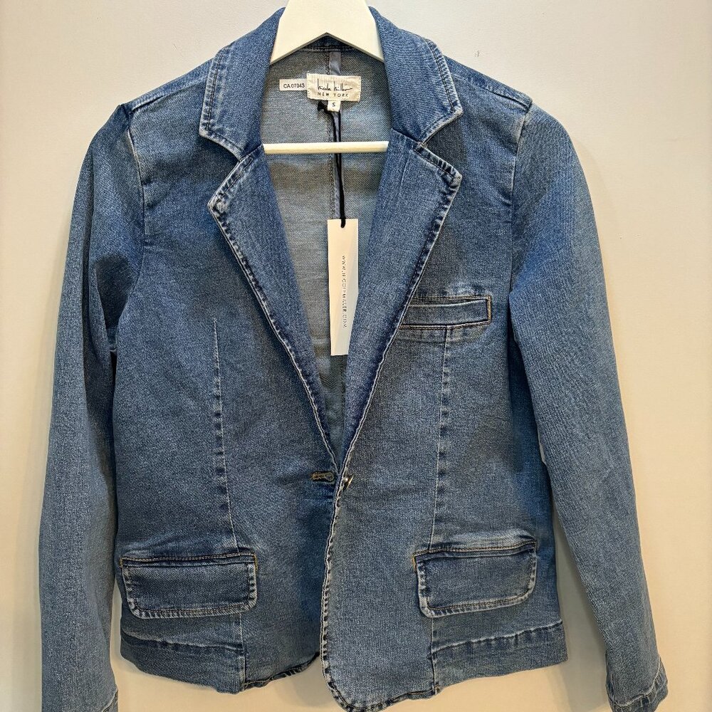 NWT Women's Nicole Miller Denim Blazer Jacket Size Small